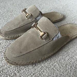 Mens ASOS Leather Suede Espadrilles Mule Shoes in beige and rose gold size 9 US
